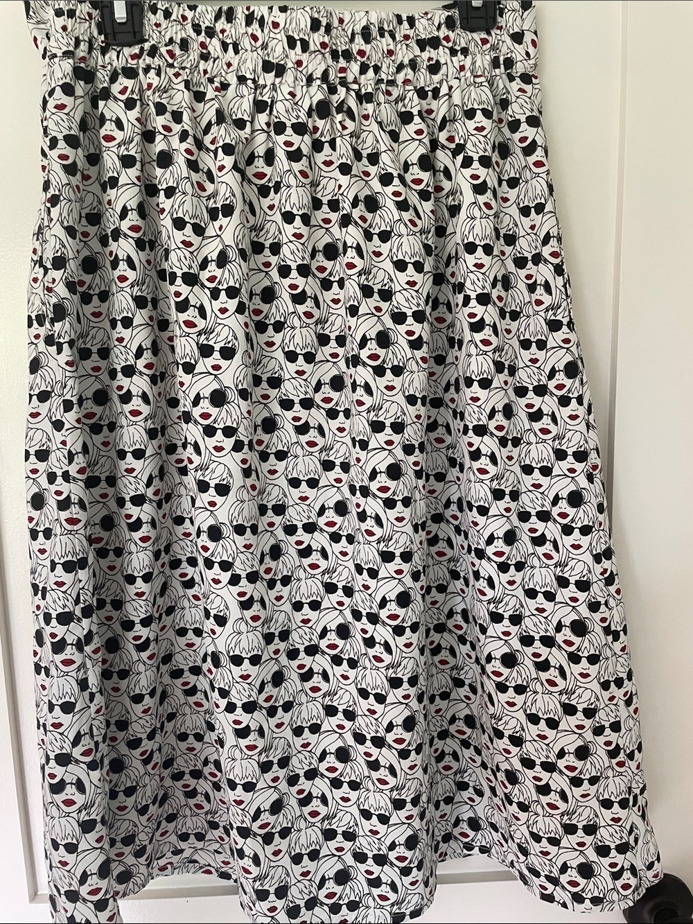 Anthropologie Porridge Getaway Faces Print Midi Skirt L Black White - Picture 5 of 9